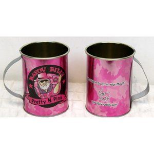Bayou Billy Twin Pretty N Pink Can Metal Mugs Cups Southern Put It In Your Mouth